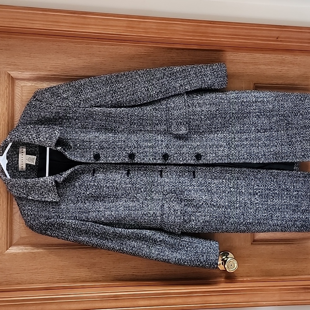 Apostrophe Jacket Black/White Wool Blend Lined Button Women’s Size 6